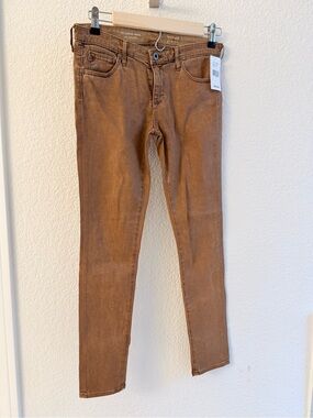 AG Jeans Brown Leather-Look Slim Pants, Size 27